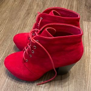 Women Forever Red Booties Size 7